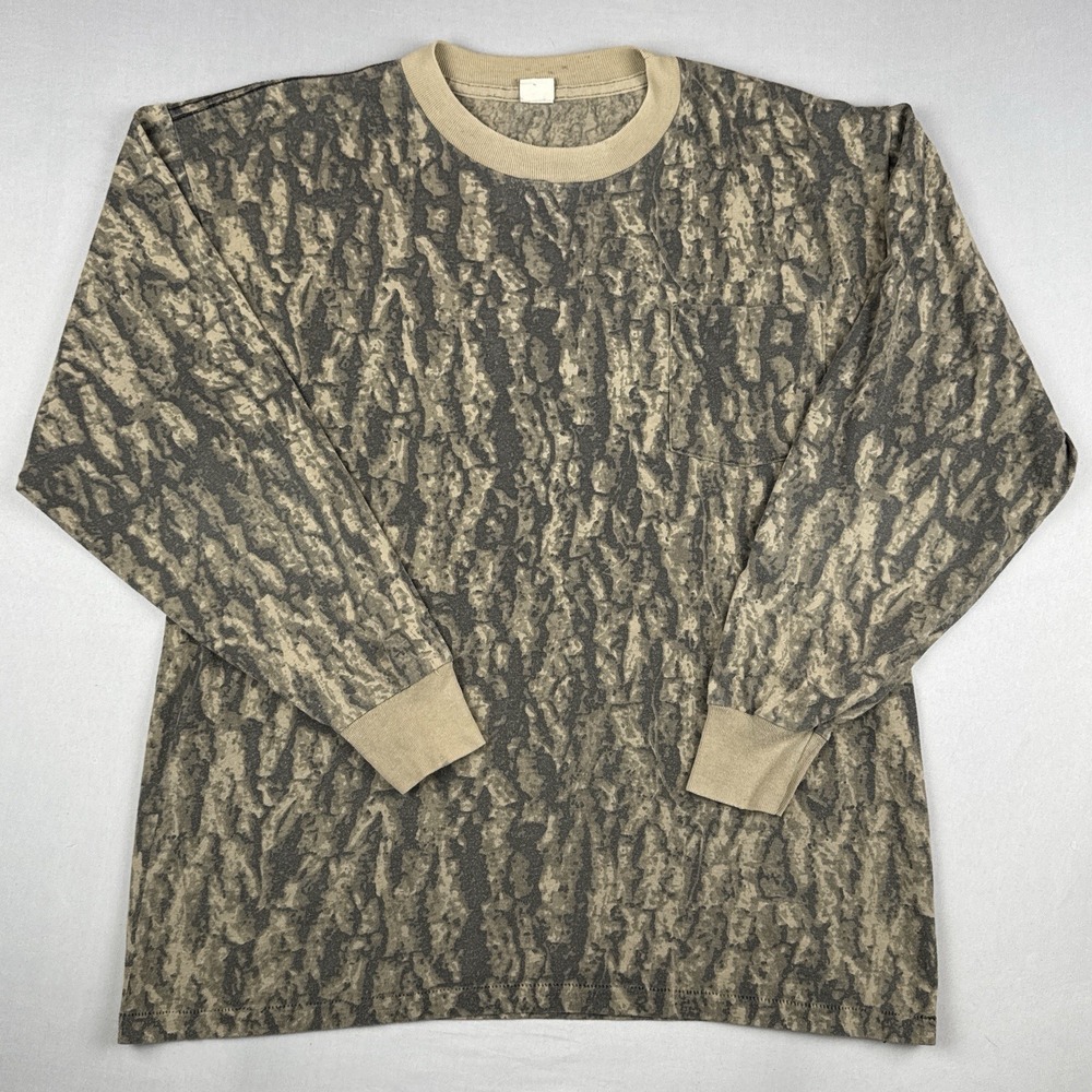 Vintage 90s Timber Ghost Camo Long Sleeve Pocket T-Shirt USA Size L Hunting
